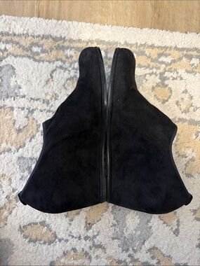 Stuart Weitzman Black Suede Ankle Wedges